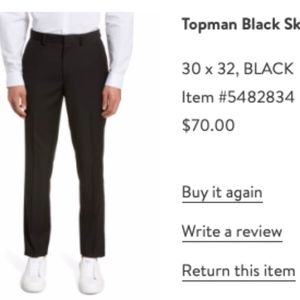 Topman Skinny Fit Dress Pants Black Sz 30/32